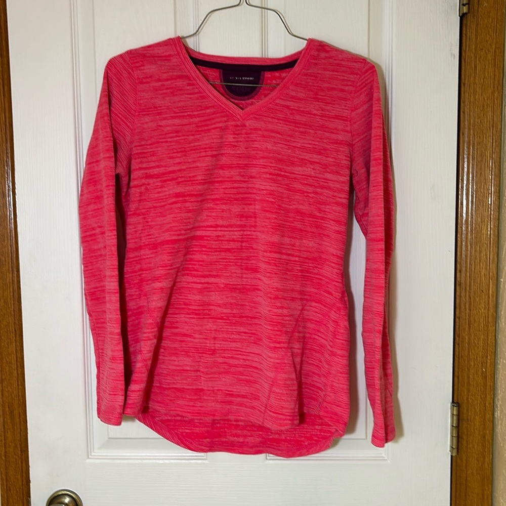 Pink, long sleeve, fleece shirt, size M